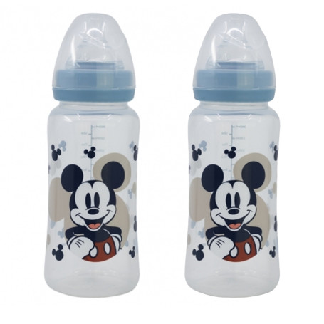 LOT DE 2 BIBERONS 360 ML TETINE SILICONE DEBIT 3 POSITIONS MICKEY COLLECTOR