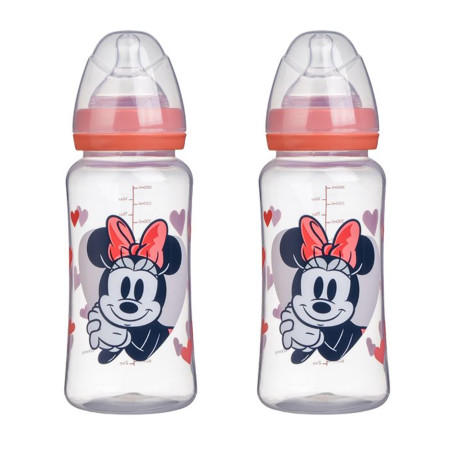 LOT DE 2 BIBERON 360 ML TETINE SILICONE DEBIT 3 POSITIONS MINNIE COLLECTOR