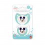 LOT DE 2 SUCETTES SILICONE ORTHODONTIQUE AVEC CLIP PROTECTION +6MOIS MICKEY COOL