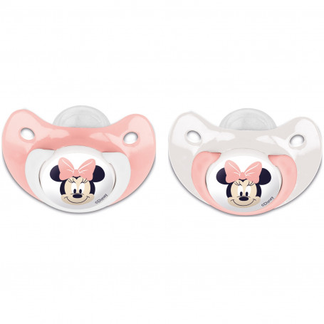 LOT DE 2 SUCETTES SILICONE ORTHODONTIQUES 0-6MOIS MINNIE