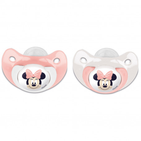 LOT DE 2 SUCETTES SILICONE ORTHODONTIQUE +6MOIS MINNIE